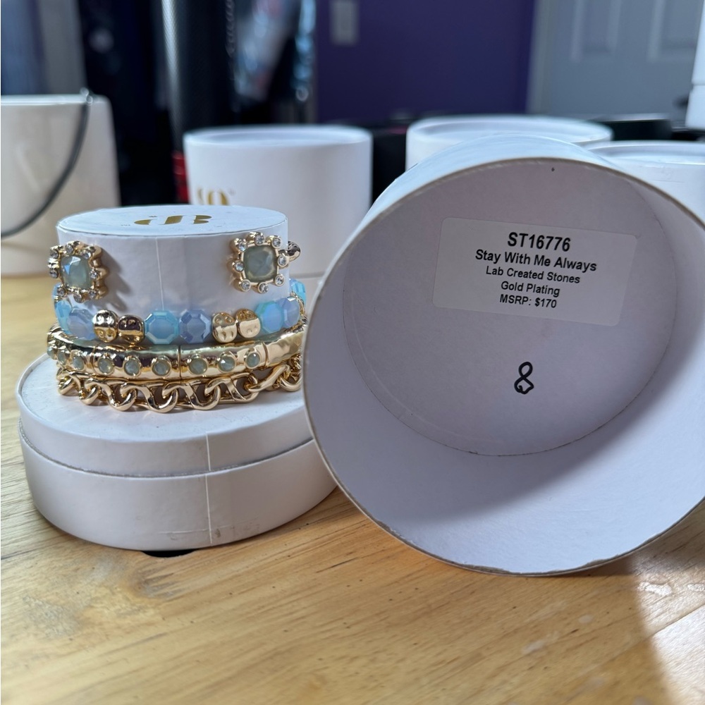 Stay With Me Always Gold and Blue Bracelet Set